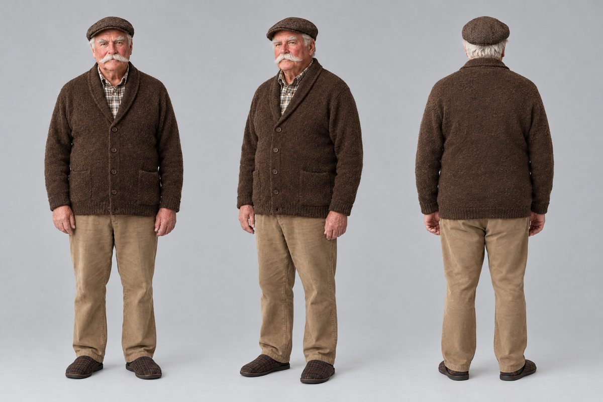 Mr. Kowalski front, three-quarter and back