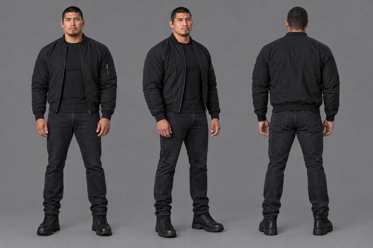 Mateo Quispe front, three-quarter and back